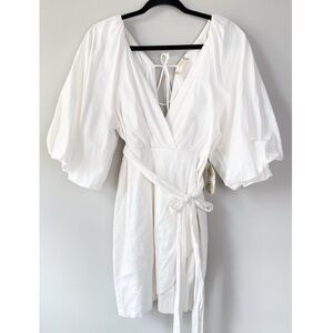 NWT Altar'd State Womens Puff Sleeve Mini Dress M White Cotton Cottagecore Euro‎